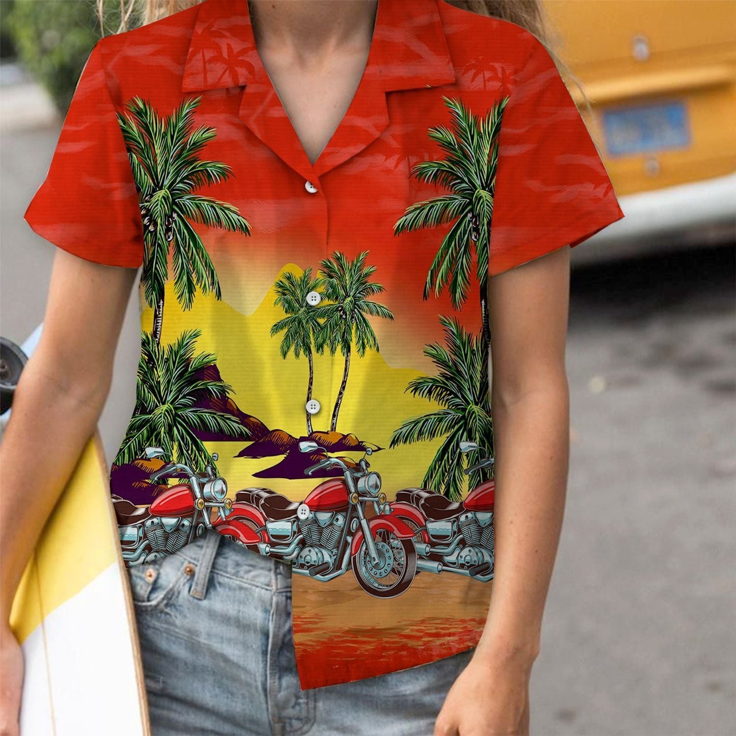 Cool Gift Ideal Motor Palm Tree Island Pattern Hawaiian Shirt, Hawaiian Shirt Gift, Christmas Gift