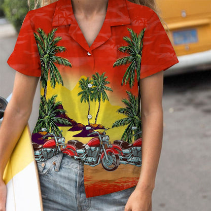 Cool Gift Ideal Motor Palm Tree Island Pattern Hawaiian Shirt, Hawaiian Shirt Gift, Christmas Gift