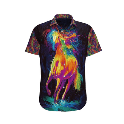 Flamboyant Horse Watercolor Design Hawaiian Shirt,Hawaiian Shirt Gift, Christmas Gift
