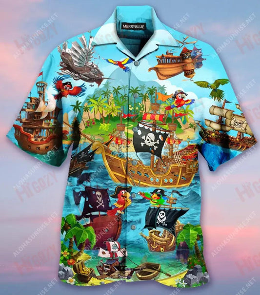 It'S A Pirate Life For Me Unisex Hawaiian Shirt Hobbies Short Sleeve Custom Hawaiian Shirts Hawaiian Shirts For Men, Hawaiian Shirt Gift, Christmas Gift