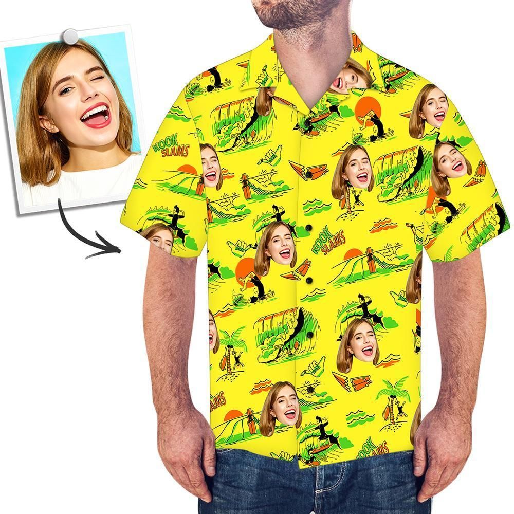 Custom Face Shirt Men'S Hawaiian Aloha Surfing Hawaiian Shorts Beach Short Sleeve, Hawaiian Shirt Gift, Christmas Gift