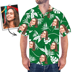 Custom Face Green Hawaiian Shirt, Hwaiian For Gift