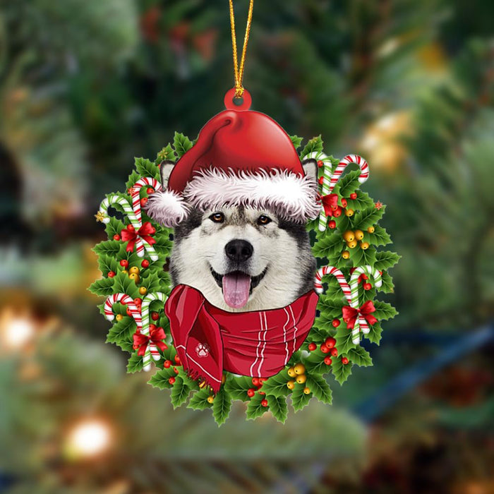 Alaskan Malamute-Xmas Bandana Hanging Christmas Plastic Hanging Ornament, Christmas Ornament Gift, Christmas Gift, Christmas Decoration