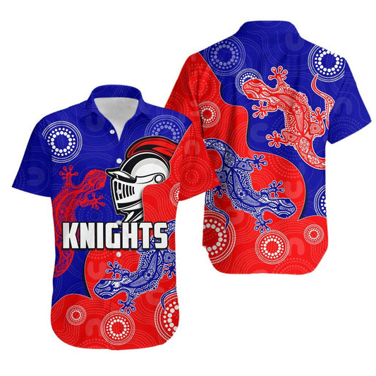 Newcastle Knights Hawaiian Aloha Shirt Aboriginal Th4 Hawaiian Shorts Beach Short Sleeve, Hawaiian Shirt Gift, Christmas Gift