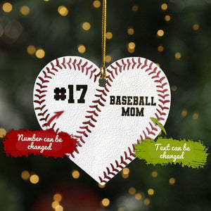 Baseball Custom Heart Ornament, Christmas Ornament Gift, Christmas Gift, Christmas Decoration