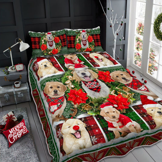 Golden Retriever Dog Merry Christmas Quilt Bedding Bedroom Set Bedlinen 3D,Bedding Christmas Gift,Bedding Set Christmas