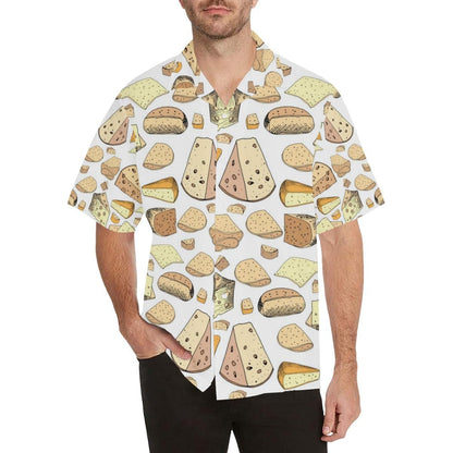 Cheese Pattern Theme Men'S All Over Print Hawaiian Aloha Shirt Hawaiian Shorts Beach Short Sleeve_Hawaiian Shirt Gift, Christmas Gift