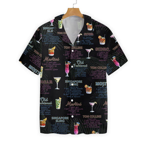 Premium Tropical Cocktail Dark Pattern Hawaiian Shirt,Hawaiian Shirt Gift, Christmas Gift