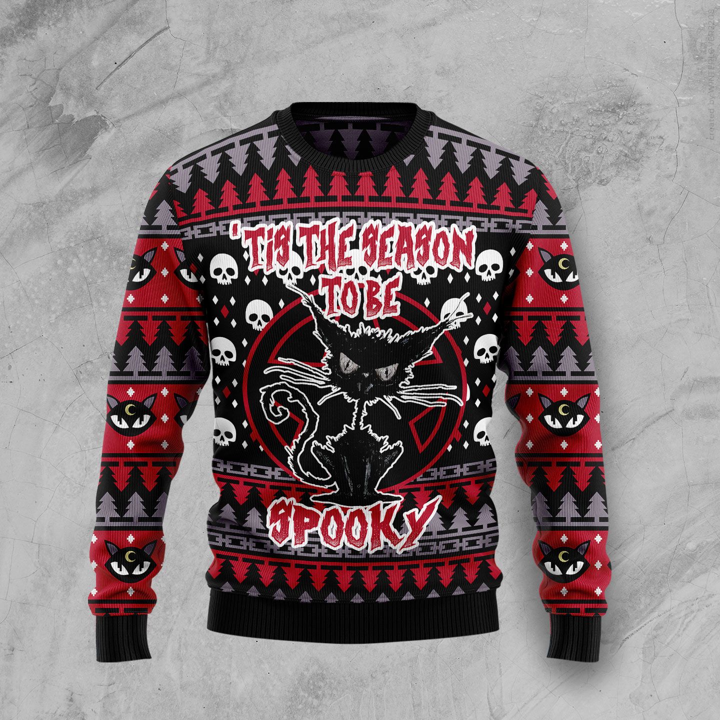 Black Cat Spooky Halloween Ugly Christmas Sweater, Christmas Ugly Sweater,Christmas Gift,Gift Christmas 2022