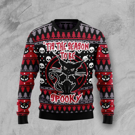 Black Cat Spooky Halloween Ugly Christmas Sweater, Christmas Ugly Sweater,Christmas Gift,Gift Christmas 2022