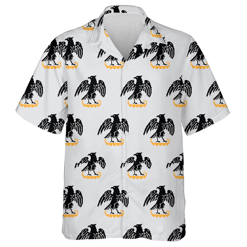 Funny Black Eagles Raised Wings Standing On Yellow Hawaiian Shirt, Hawaiian Shirt Gift, Christmas Gift