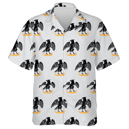 Funny Black Eagles Raised Wings Standing On Yellow Hawaiian Shirt, Hawaiian Shirt Gift, Christmas Gift