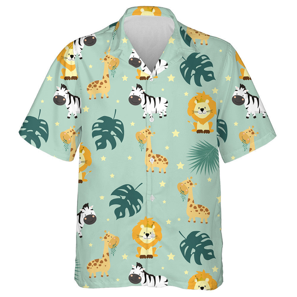 Giraffe Lion Zebra Leaf And star Hawaiian Shirt,Hawaiian Shirt Gift, Christmas Gift