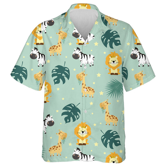 Giraffe Lion Zebra Leaf And star Hawaiian Shirt,Hawaiian Shirt Gift, Christmas Gift