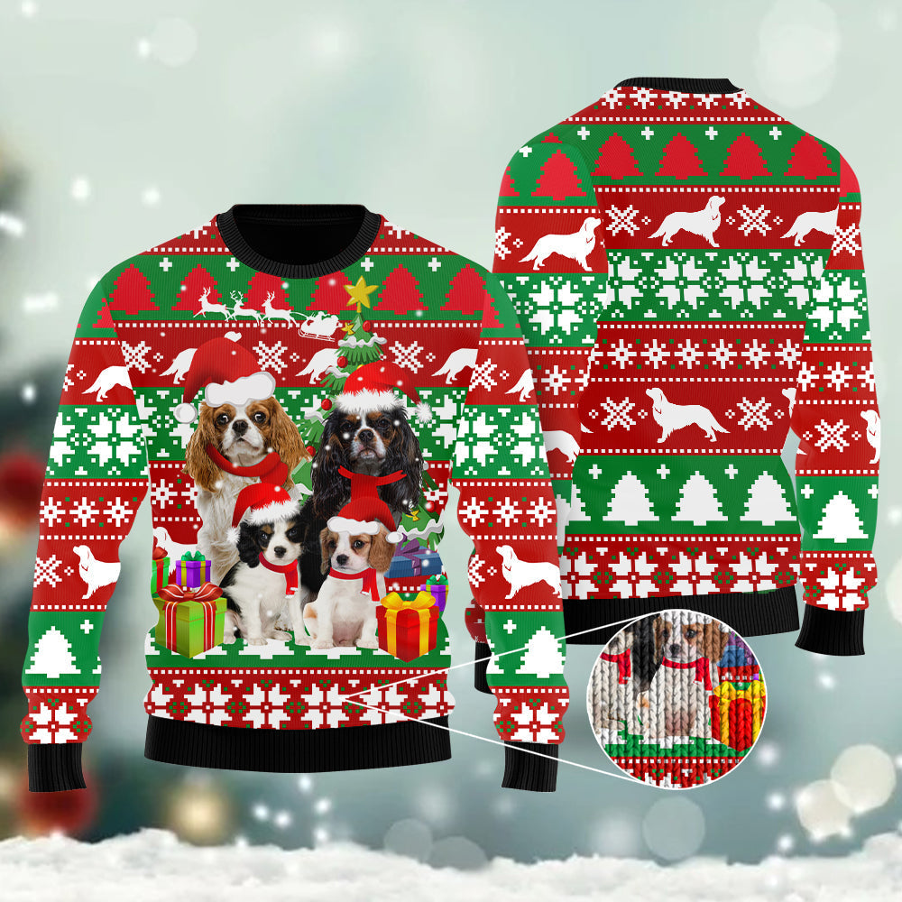 Cavalier King Charles Spaniel Family Ugly Christmas Sweater, Christmas Ugly Sweater, Christmas Gift, Gift Christmas 2024