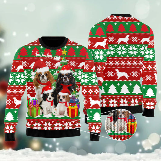 Cavalier King Charles Spaniel Family Ugly Christmas Sweater, Christmas Ugly Sweater, Christmas Gift, Gift Christmas 2024