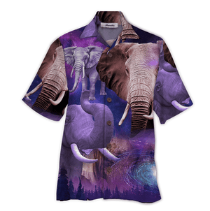 Amazing Elephant Tropical Background Design Hawaiian Shirt, Hawaiian For Gift