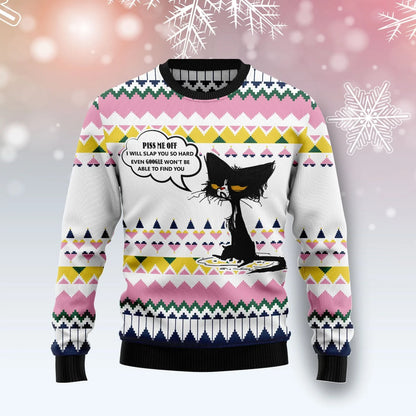 Black Cat Piss Me Off Ugly Christmas Sweater , Christmas Ugly Sweater,Christmas Gift,Gift Christmas 2024