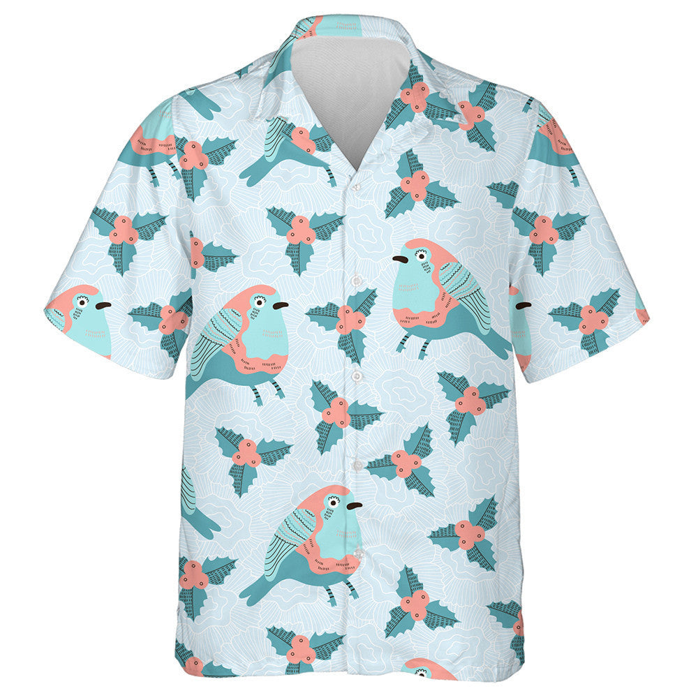 Funny Fat Birds With Holly Berry Hawaiian Shirt,Hawaiian Shirt Gift, Christmas Gift