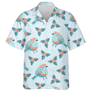 Funny Fat Birds With Holly Berry Hawaiian Shirt,Hawaiian Shirt Gift, Christmas Gift