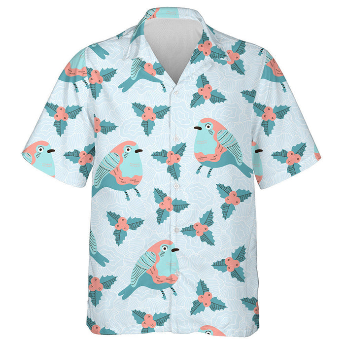 Funny Fat Birds With Holly Berry Hawaiian Shirt,Hawaiian Shirt Gift, Christmas Gift