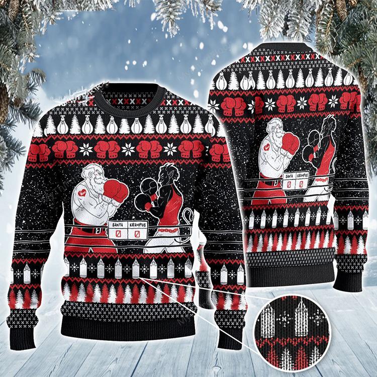 Boxing Santa And Krampus Ugly Christmas Sweater, Christmas Ugly Sweater,Christmas Gift,Gift Christmas 2022