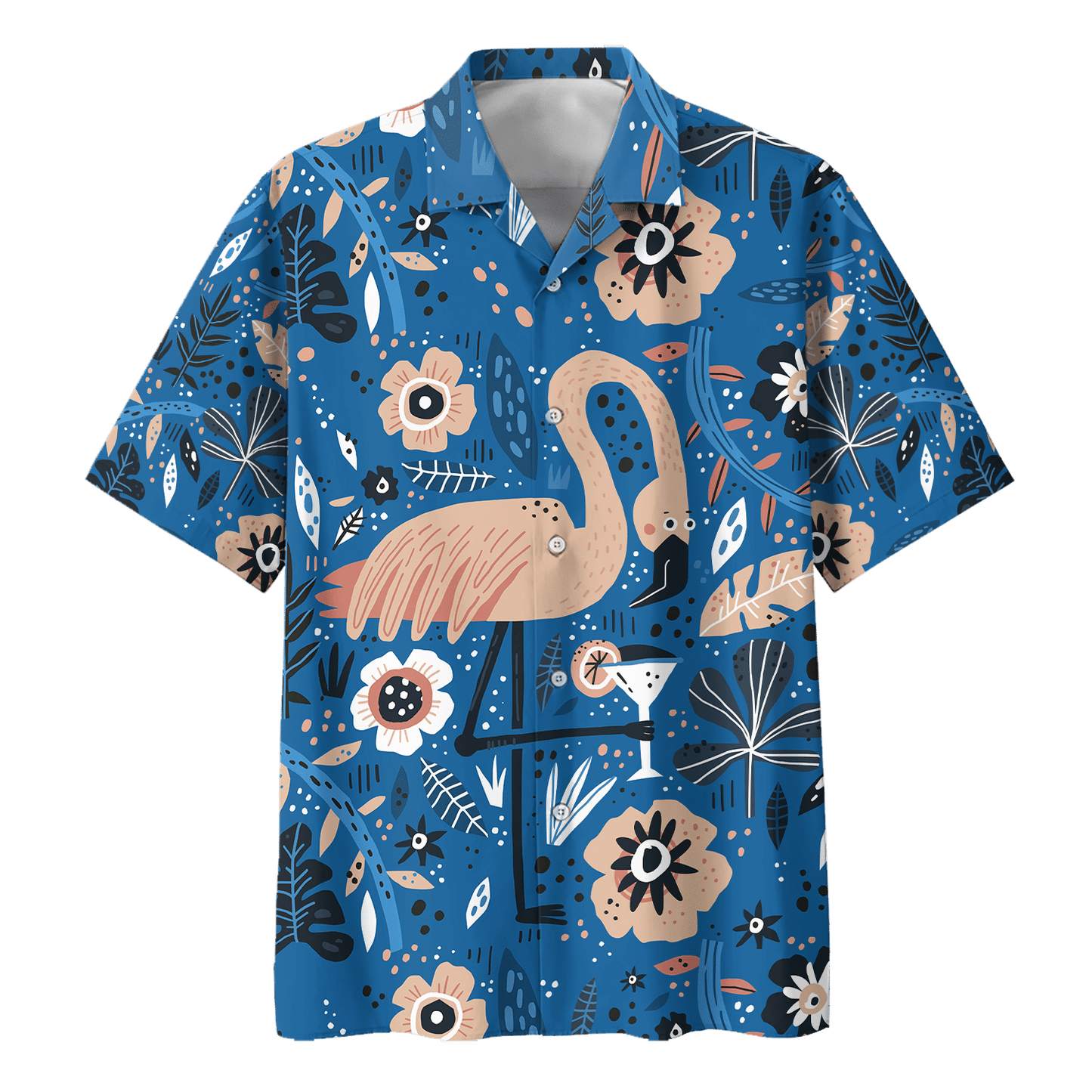 Flamingo And Cocktail Pattern Design Hawaiian Shirt, Hawaiian Shirt Gift, Christmas Gift