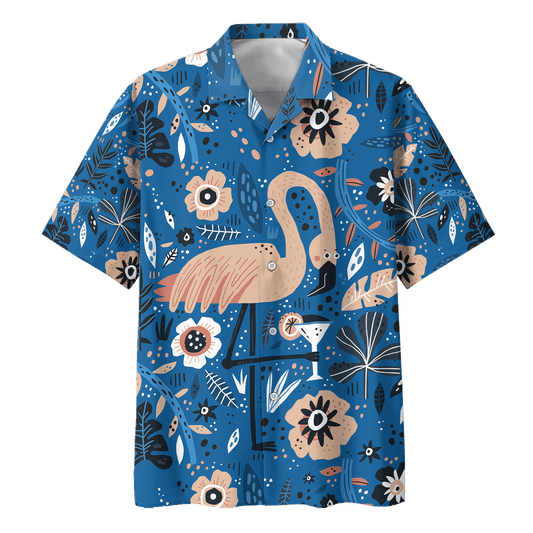 Flamingo And Cocktail Pattern Design Hawaiian Shirt, Hawaiian Shirt Gift, Christmas Gift