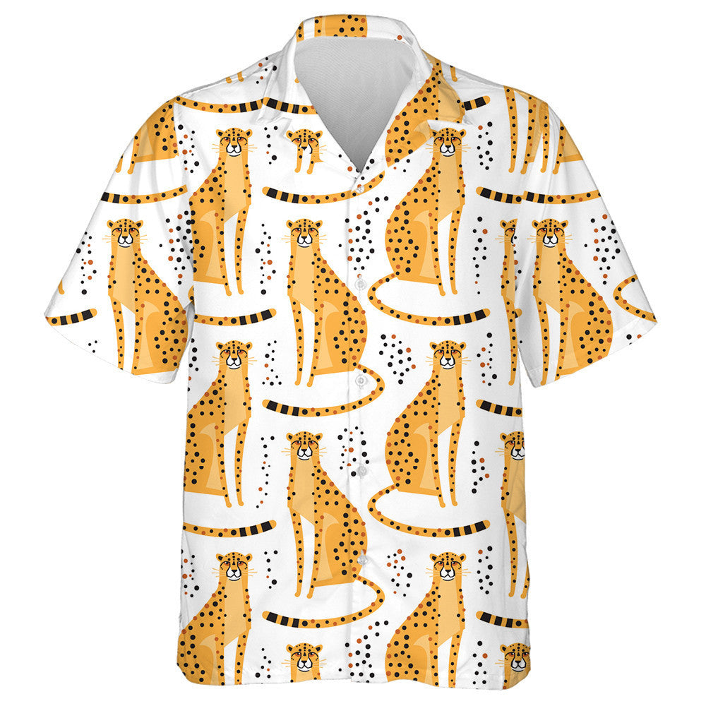 Exotic Wild Leopards On A White Background Hawaiian Shirt, Hawaiian Shirt Gift, Christmas Gift