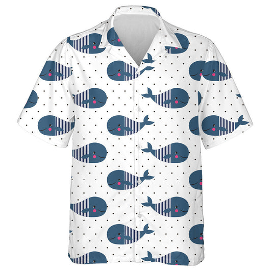 Cute Cartoon Baby Dolphin On Spotted Background Design Hawaiian Shirt, Hawaiian Shirt Gift, Christmas Gift