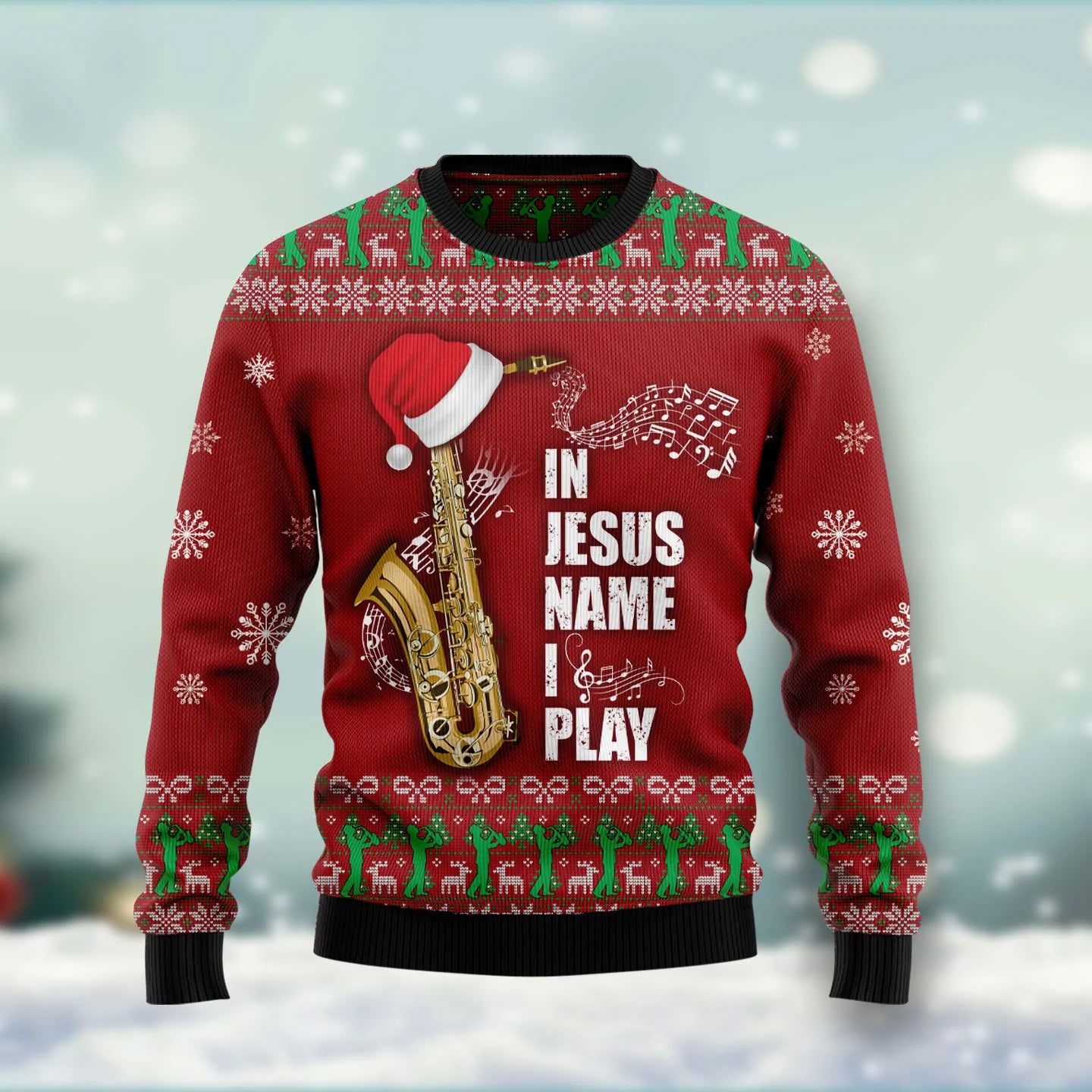 Saxophone In Jesus Name I Play Ugly Christmas Sweater, Christmas Gift,Gift Christmas 2024