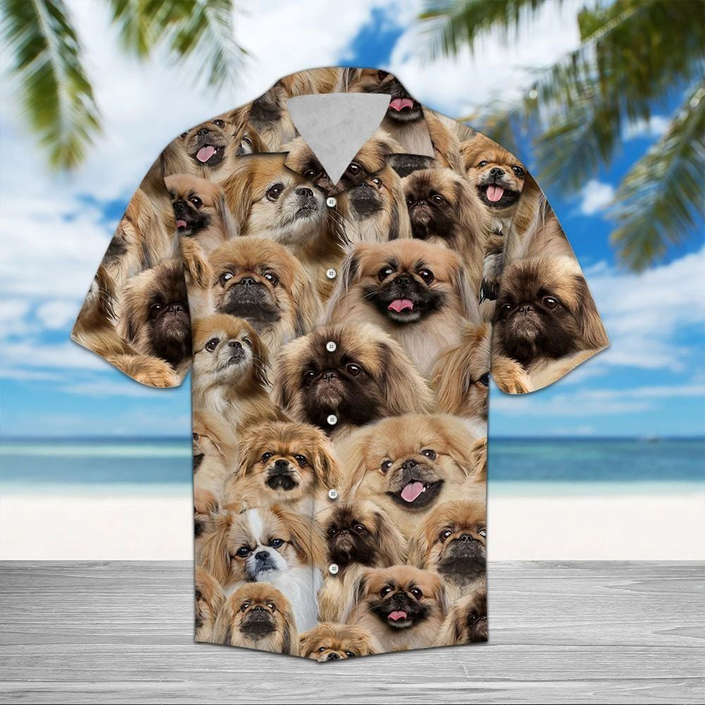 Baby Pekingese Awesome Animal Face Collection Themed Hawaiian Shirt, Hawaiian Shirt Gift, Christmas Gift