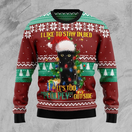 Black Cat Like Stay To In Bed Xmas Ugly Christmas Sweater,Christmas Gift,Gift Christmas 2022