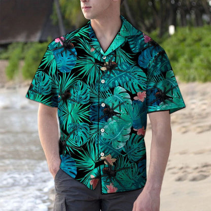 Hiding Black Poisonous Spiders Tropical Plants Pattern Hawaiian Shirt, Hawaiian Shirt Gift, Christmas Gift