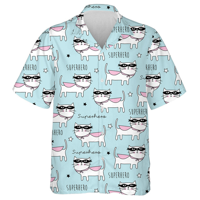 Strong Superhero Cat Animal On Blue Hawaiian Shirt,Hawaiian Shirt Gift, Christmas Gift