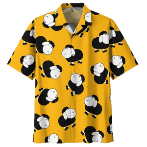 Yellow Sheep Illustration Design Hawaiian Shirt, Hwaiian For Gift