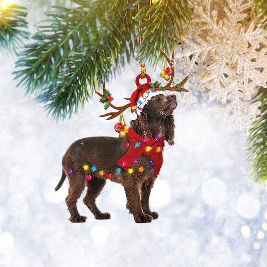 Boykin Spaniel Christmas Light Reindeer Ornament, Dog Lover Gifts, Christmas Tree Ornament, Home Decor Plastic Ornament, Christmas Ornament Gift, Christmas Gift, Christmas Decoration