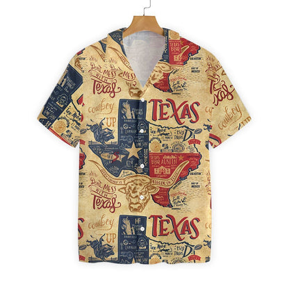 Vintage Background Don't Mess With Texas Longhorns Design Hawaiian Shirt, Hawaiian Shirt Gift, Christmas Gift