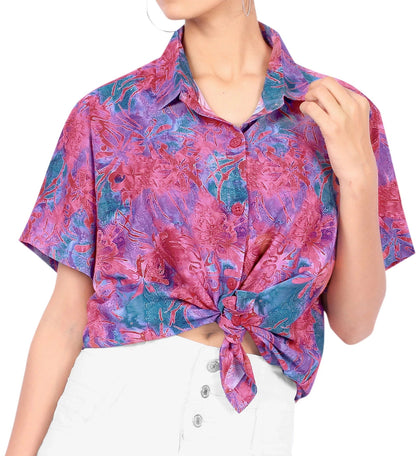 Blue And Fuchsia Marble Design Hawaiian Shirt, Hawaiian For Gift