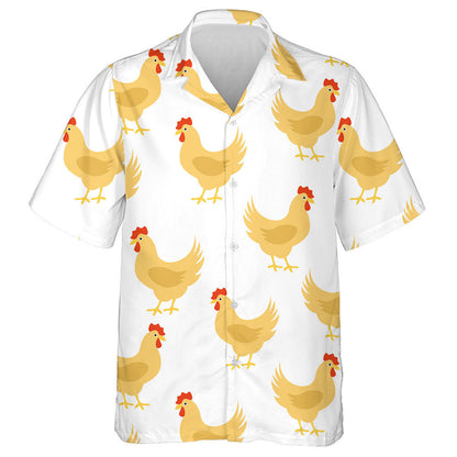 Beautiful Chicken With Red Crest On White Backgroud Hawaiian Shirt, Hawaiian Shirt Gift, Christmas Gift