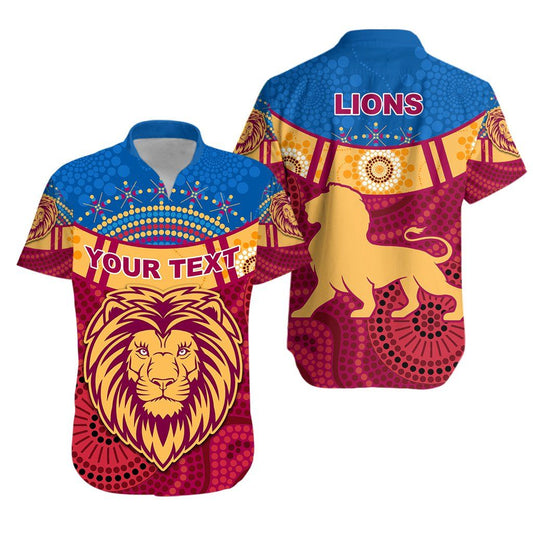 Brisbane Indigenous Hawaiian Aloha Shirt Proud Lions K13 Hawaiian Shorts Beach Short Sleeve,Hawaiian Shirt Gift, Christmas Gift