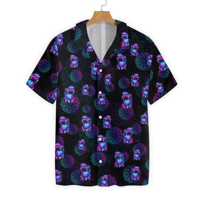 Sloth Mandala Watercolor On Black Background Pattern Hawaiian Shirt, Hawaiian Shirt Gift, Christmas Gift