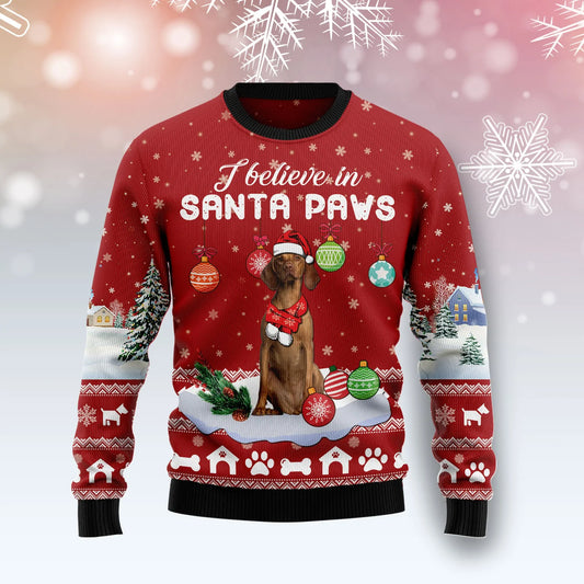 Vizsla I Believe In Santa Paws Ugly Christmas Sweater, Christmas Gift,Gift Christmas 2024