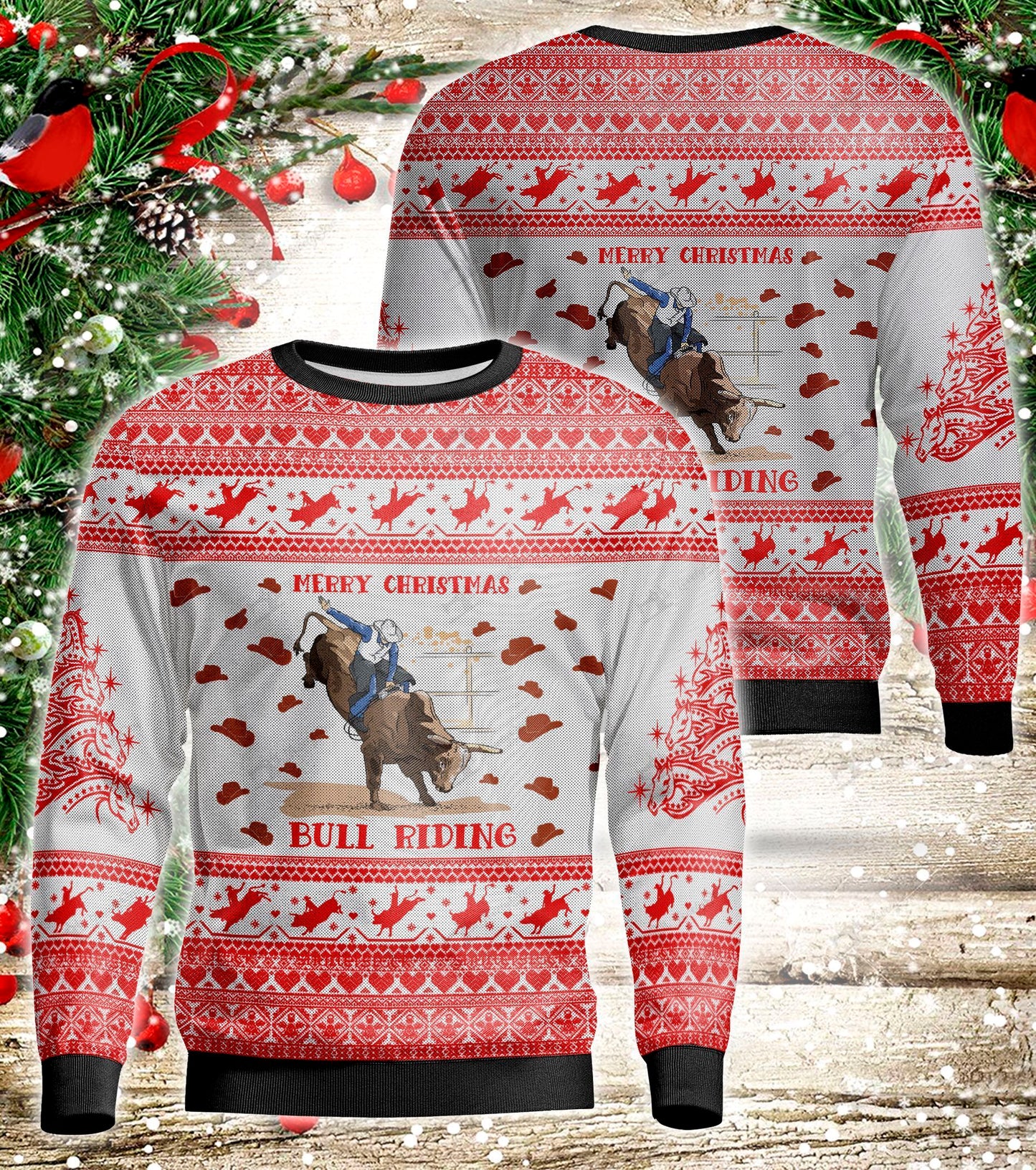 Bull Riding Ugly Christmas Sweater, Christmas Ugly Sweater,Christmas Gift,Gift Christmas 2022