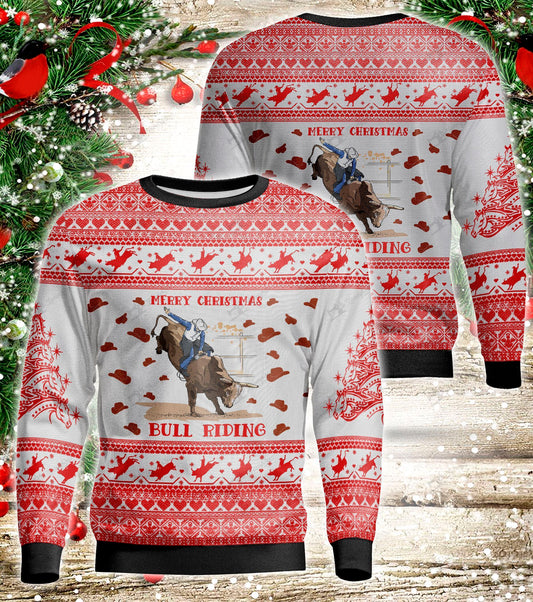 Bull Riding Ugly Christmas Sweater, Christmas Ugly Sweater,Christmas Gift,Gift Christmas 2022