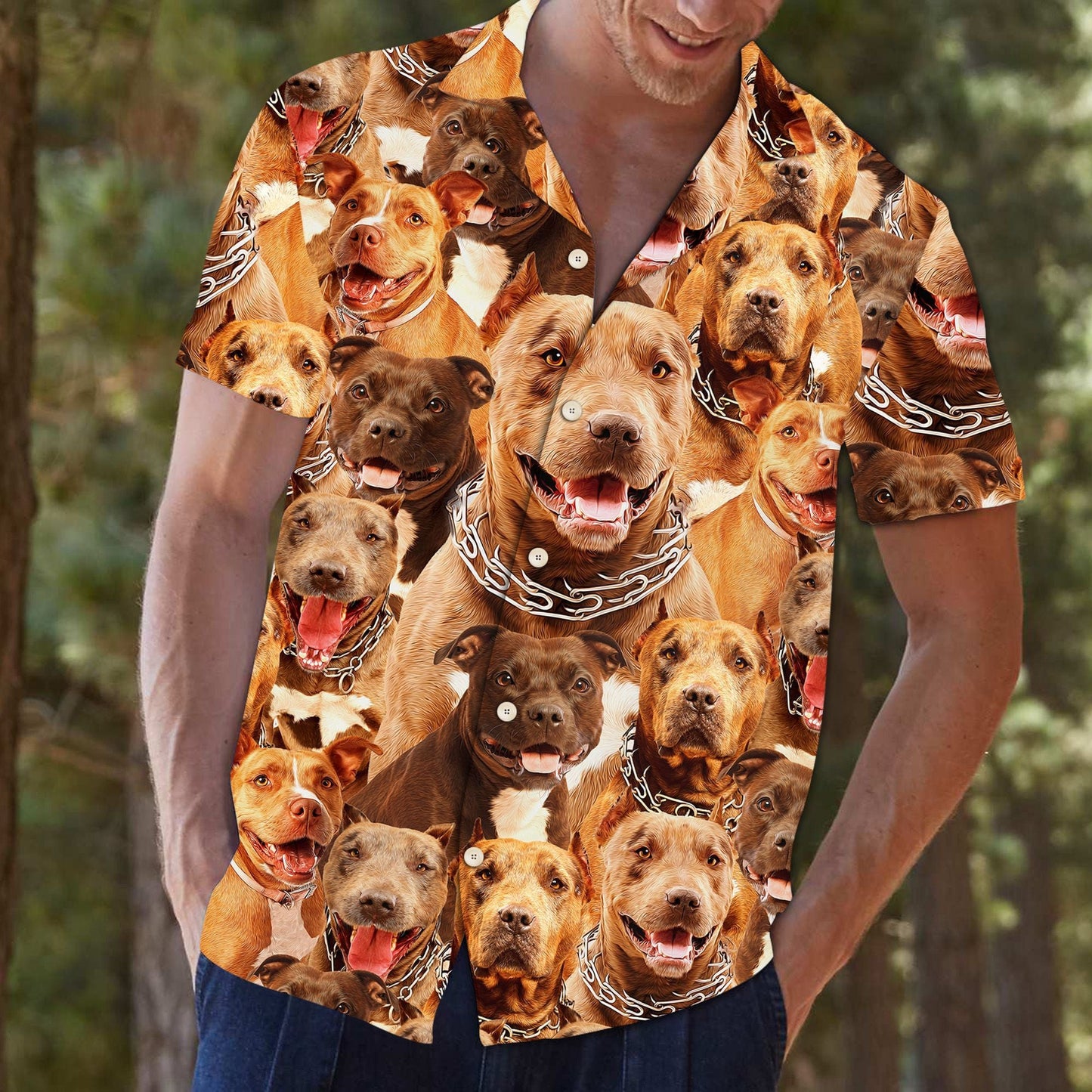 Pitbull Love Dog Breed Design Hawaiian Shirt,Hawaiian Shirt Gift, Christmas Gift