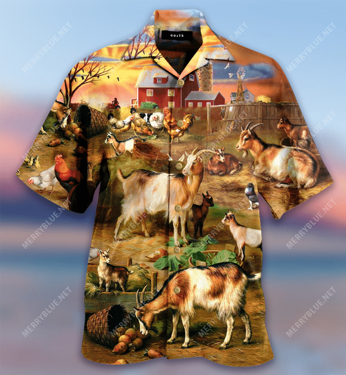 Goats Farming On Farm Hawaiian Aloha Shirt Hawaiian Shorts Beach Short Sleeve, Hawaiian Shirt Gift, Christmas Gift