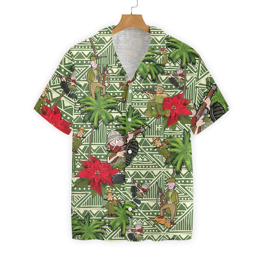 I Am A Hunter Green Geometric Pattern Hawaiian Shirt, Hawaiian Shirt Gift, Christmas Gift