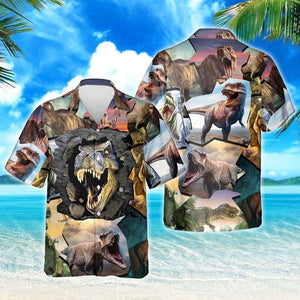 Wild Life Of T-Rex Dinosaur Design Hawaiian Shirt, Hawaiian Shirt Gift, Christmas Gift