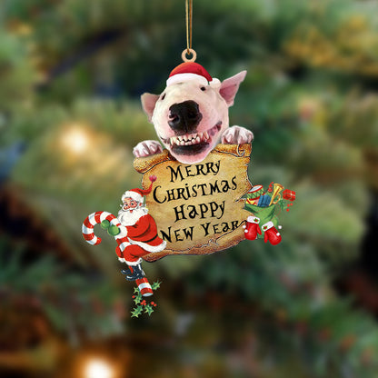 Bull Terrier-Christams & New Year Two Sided Christmas Plastic Hanging Ornament, Happy Christmas Ornament, Christmas Gift, Christmas Decoration